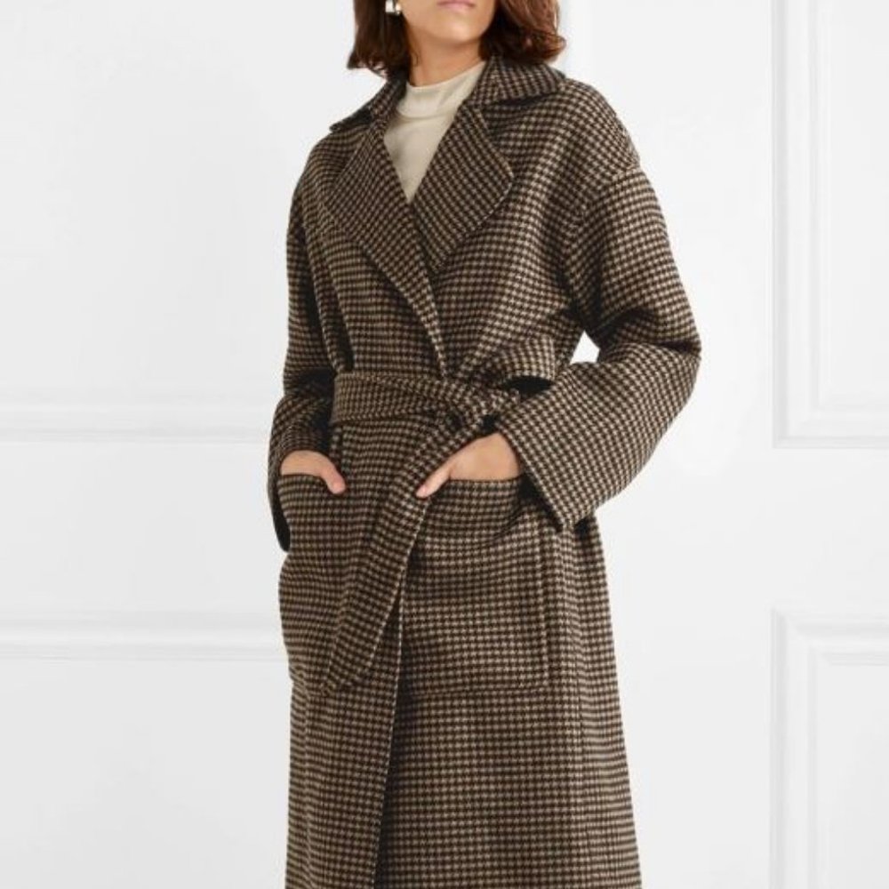 Nanushka Women's Houndstooth Wool And Silk-blend Coat